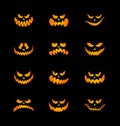 Scary silhouettes of pumpkin faces set. Halloween. Vector illustration