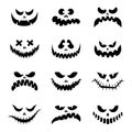 Scary silhouettes of pumpkin faces set. Halloween. Vector illustration Royalty Free Stock Photo