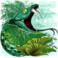 Snake Spirit in Rainforest Jungle Vector Illustration