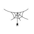 Scary spider web background. Cobweb background with spider. Halloween horror decoration. Spooky fear spiderweb. Simple Royalty Free Stock Photo