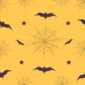 Scary spiderweb. Black cobweb, bat, spider