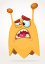 Scary surprised cartoon monster. Vector Halloween orange monster. Big set of cartoon monsters. Royalty Free Stock Photo