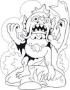 Scary swamp monster, coloring book, funny illustration