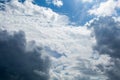 Scary thunderclouds. Gloomy epic clouds on a blue sky Royalty Free Stock Photo