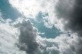 Scary thunderclouds. Gloomy epic clouds on a blue sky Royalty Free Stock Photo