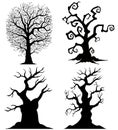 Scary tree silhouettes on the white background Royalty Free Stock Photo