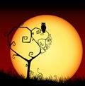Scary valentine card with tree and sunset