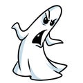 Scary white ghost emotions character cartoon illustration