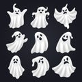 Scary white ghost horror set for halloween