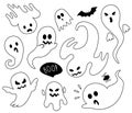 Scary white ghosts. Halloween celebration. Royalty Free Stock Photo