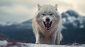 Scary White Wolf In Dynamic Action: A Captivating Photo By Akos Major Royalty Free Stock Photo