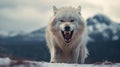 Scary White Wolf In Dynamic Action: A Captivating Photo By Akos Major