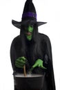 Scary witch stirring her cauldron Royalty Free Stock Photo