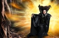 Scary witch summoning a spell Royalty Free Stock Photo