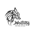 Scary wolf animal minimalism logo tattoo style is modern brand flat lustration