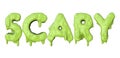 Scary word made from green halloween slime lettering. 3D Render