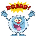 Scary Yeti Cartoon Mascot Character With Angry Roar Sound Effect Text Royalty Free Stock Photo