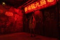 Scary Zombie in an abandoned building with neon lights