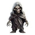 Scary zombie in a black cloak with a scary skull face and long claws on his hands. Risen from the dead. Halloween evil character