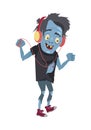 Scary Zombie Man Walking Flat Vector Illustration