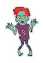Scary Zombie Man Walking Flat Vector Illustration