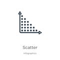 Scatter icon. Thin linear scatter outline icon isolated on white background from infographics collection. Line vector scatter sign