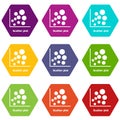 Scatter plot icons set 9 vector