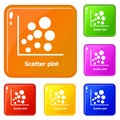 Scatter plot icons set vector color