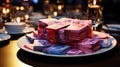 The scattered banknotes lie on the surface of the table, like an indicator of financial succes Royalty Free Stock Photo