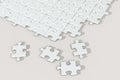 Scattered blank puzzles with white background, 3d rendering