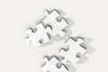 Scattered blank puzzles with white background, 3d rendering