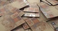 Scattered Brazilian Real Banknote Pile