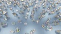 Scattered brilliant diamonds 3D rendering illustration