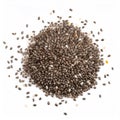 Scattered chia seeds forming circular pattern against pristine white surface Royalty Free Stock Photo