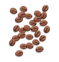 Scattered coffee beans, vector