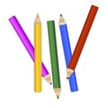 Scattered color bunch of pencils. Landscape pencils. Items for painting in a mess Royalty Free Stock Photo