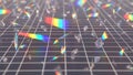 Scattered crystal shards reflecting rainbow spectrums on a grid background broken glass Royalty Free Stock Photo