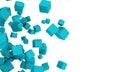 Scattered 3d turquoise cubes Royalty Free Stock Photo