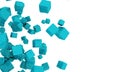 Scattered 3d turquoise cubes