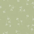 Scattered dandelion seamless background pattern repeat in green monotone Royalty Free Stock Photo