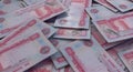 Scattered Dirham Banknote Pile