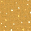 scattered flowes seamless vector pattern on ochre