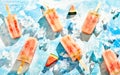 Scattered fresh watermelon frozen ice popsicles