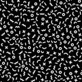 Scattered Geometric Line Shapes. Seamless Black and White Pattern.