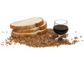 Wheat bread and grains Royalty Free Stock Photo