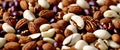 Scattered Mix of Healthy Nuts - Nutrient-Rich Delight Royalty Free Stock Photo