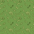 Scattered money on a green background seamless pattern Royalty Free Stock Photo