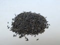 Scattered niger seed with shallow depth of field. Pile and heap of Black Color Uchellu/Gurellu. These seeds are used in masalas by Royalty Free Stock Photo