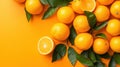 Scattered oranges of various sizes on the orange background pic Royalty Free Stock Photo