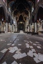 Scattered Papers & Pews, Stained Glass Windows & Murals - Abandoned Church - New York